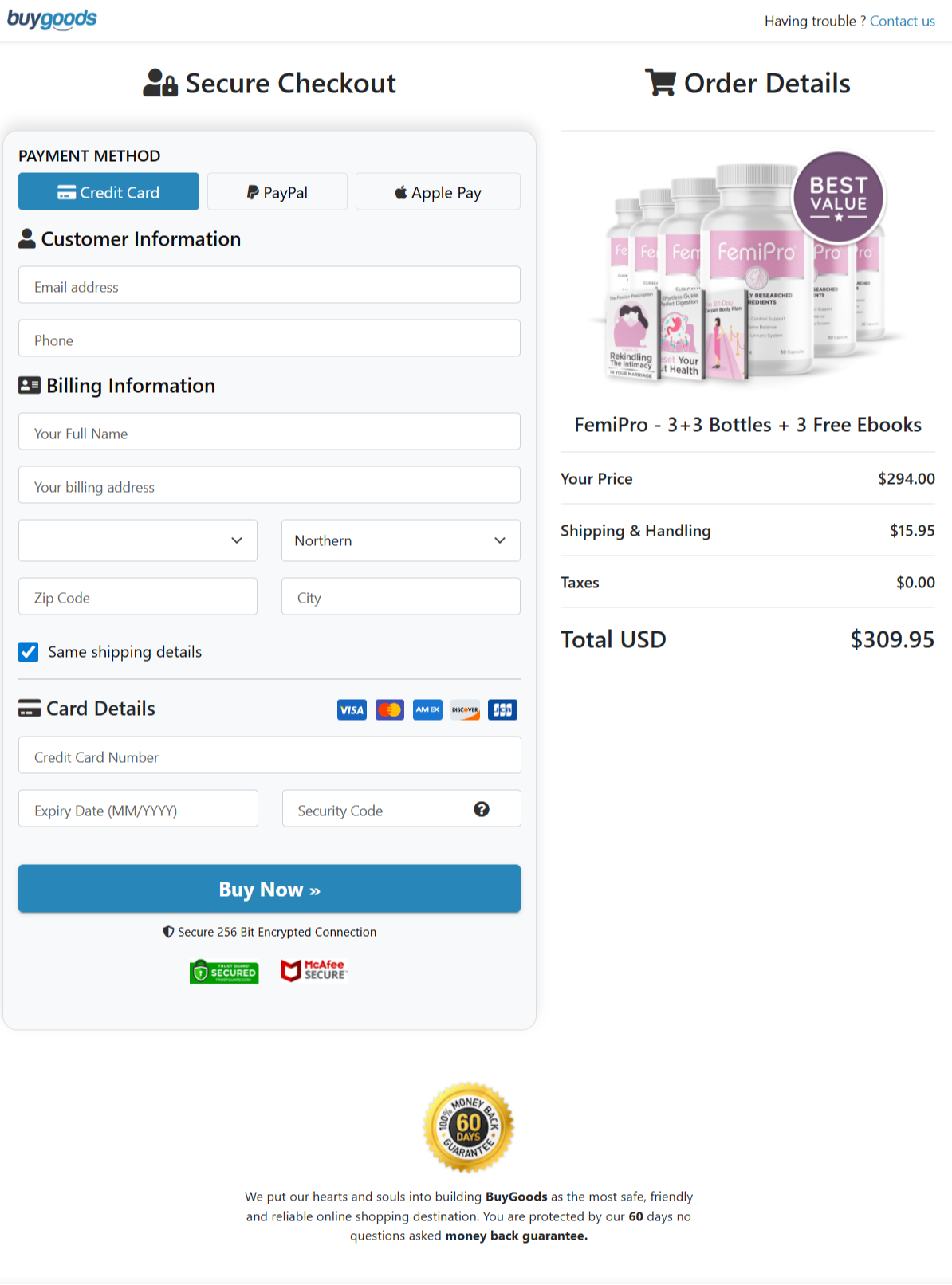 FemiPro Official Website Secure Order Page